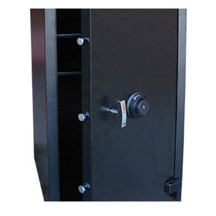 Interior view of UsCan B 4020-C B-Rate burglary safe with adjustable shelves