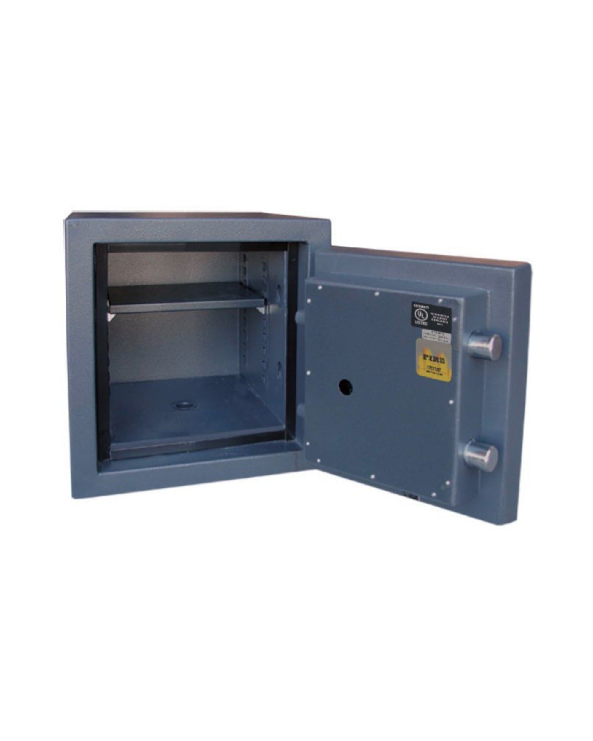 Uscan FB 1413 E residential fire safe showing steel body and reinforced door construction