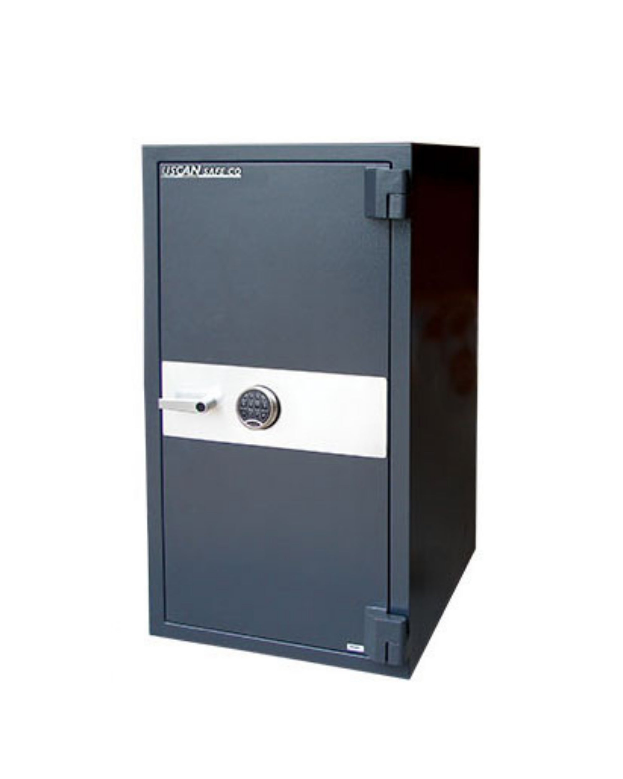 Uscan FB 4520 E fire safe with electronic keypad lock, full-height steel body, powder coated gray finish