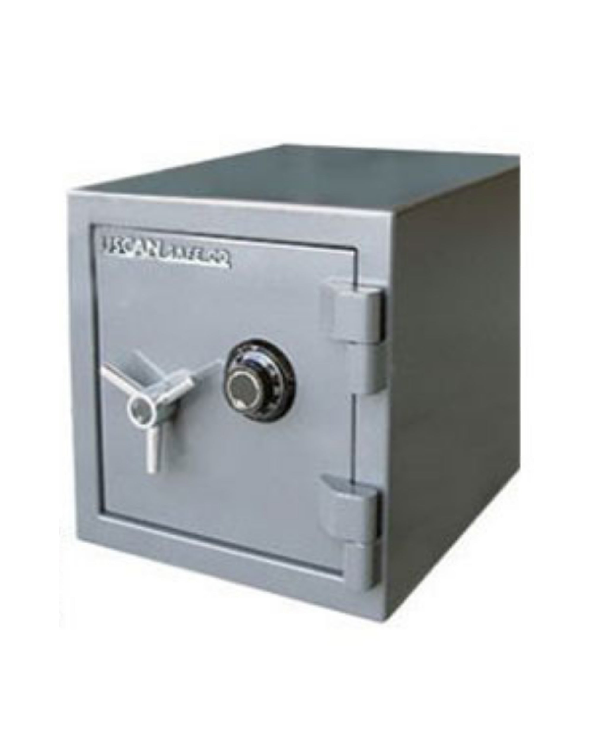 UsCan SB 01 C fire and burglary safe with mechanical combination lock, grey finish