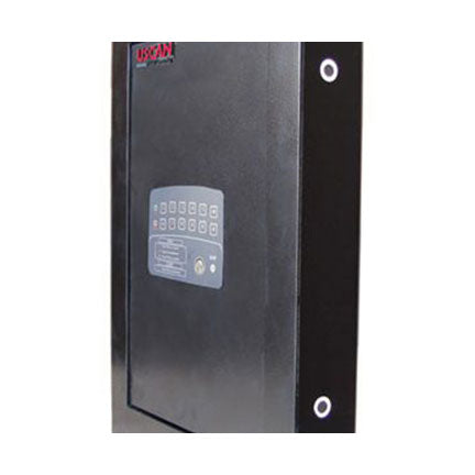 Uscan W 2014 E recessed wall safe with electronic flush keypad and open door