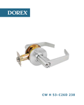 Dorex CW Series commercial lever lockset model CW H 53 C26D 238 in satin chrome finish, Grade 2 cylindrical door lock for commercial applications