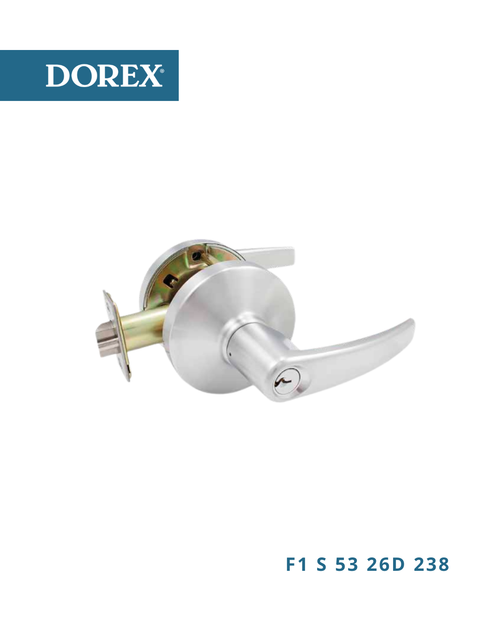 DOREX F1 S 53 26D 238 Grade 1 extra heavy-duty commercial cylindrical door lock designed for offices, universities, and industrial buildings