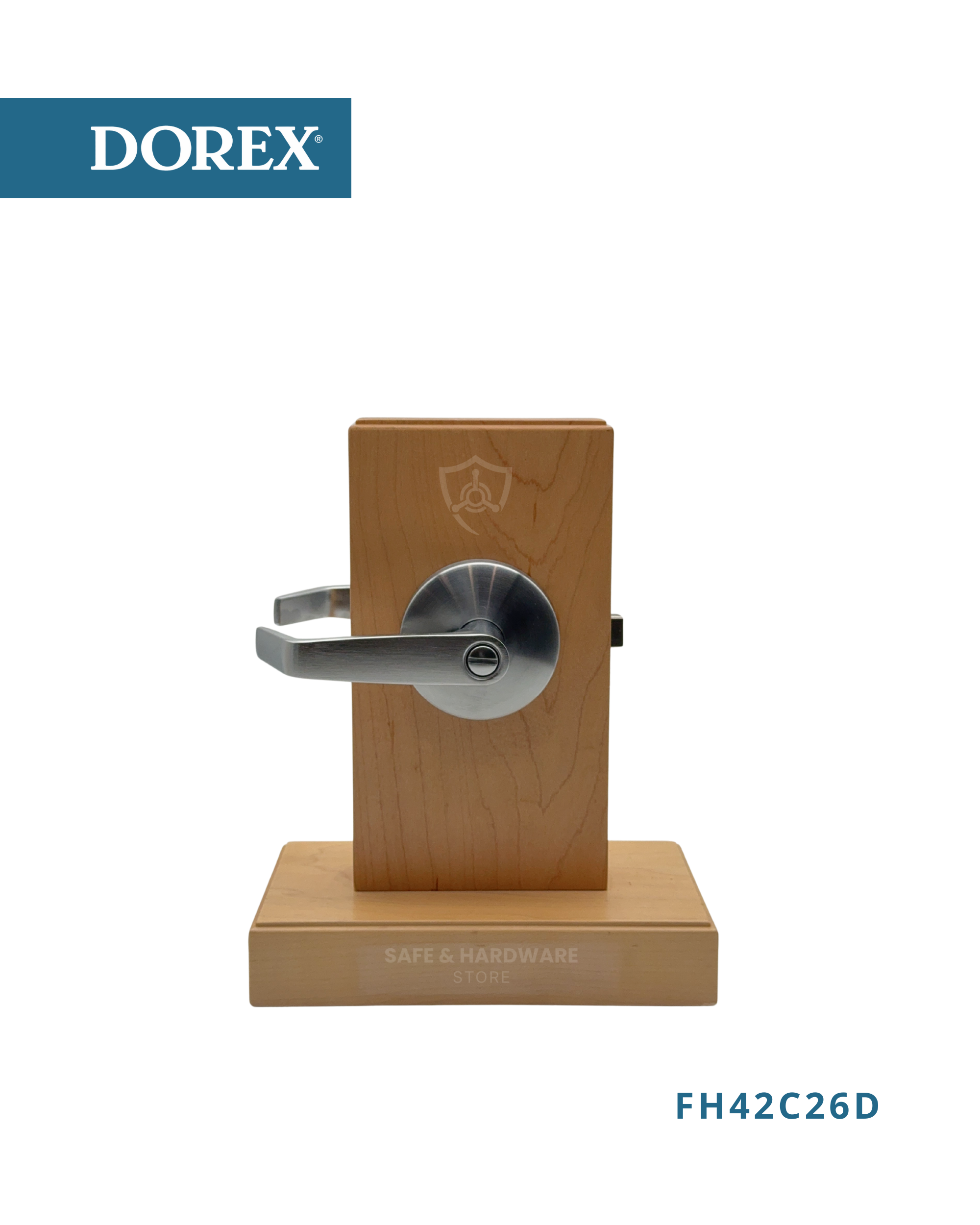 Commercial Cylindrical Door Lock Grade 2. DOREX FH42C26D privacy lever installed on commercial door