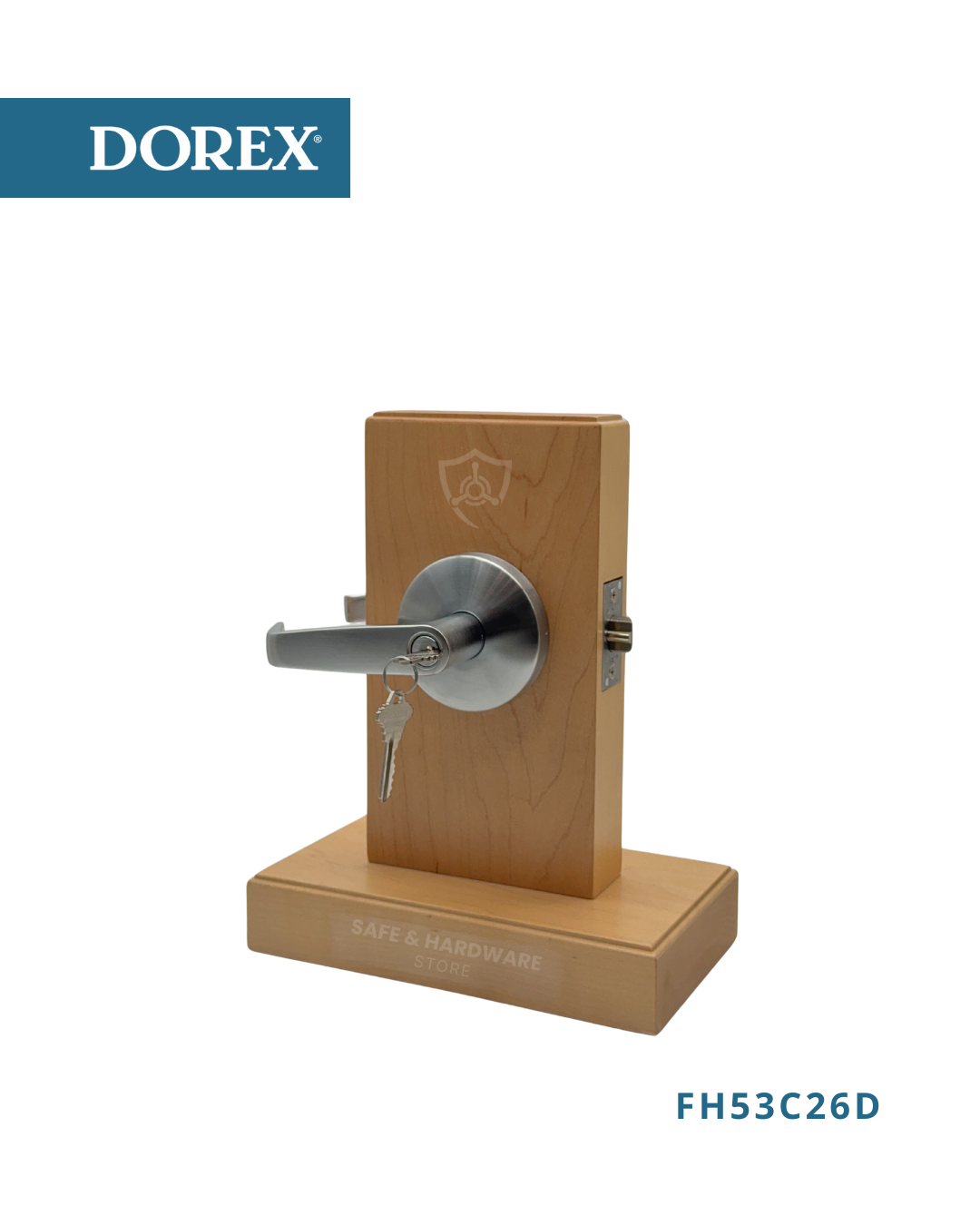 Close-up of DOREX FH53C26D cylinder and latch mechanism