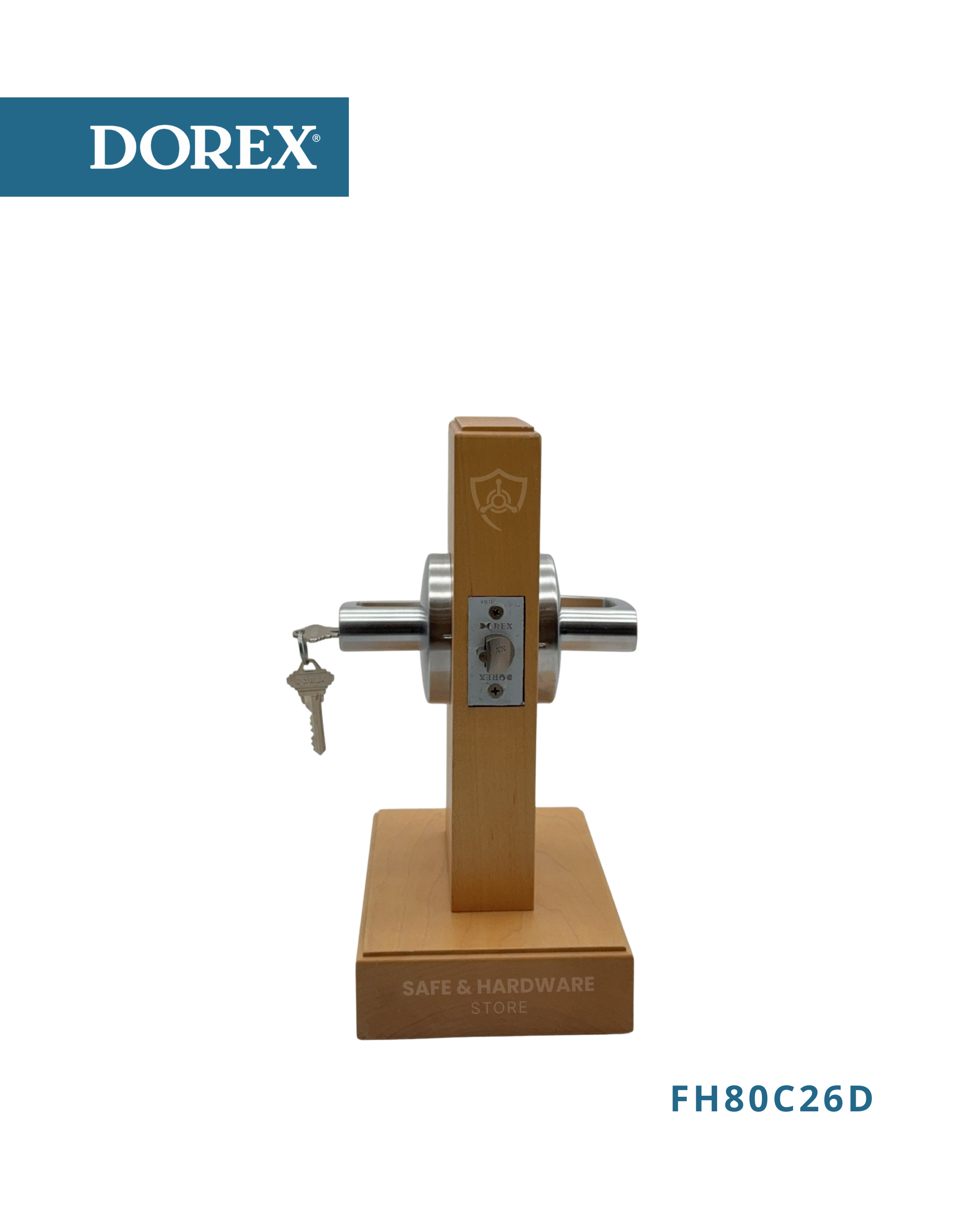 Commercial Cylindrical Door Lock Grade 2. DOREX FH80C26D keyed exterior lever satin chrome