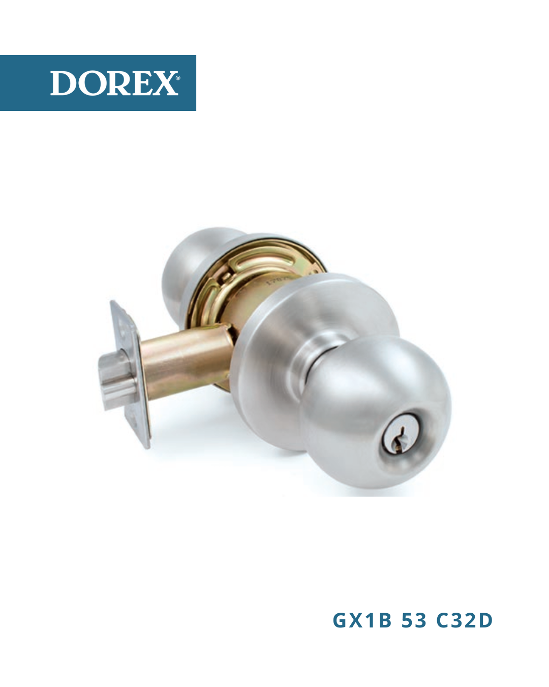 DOREX GX1B 53 C32D Grade 1 heavy duty commercial door knob lock in satin stainless steel finish for high traffic applications