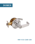 Dorex RW Series commercial lever lockset model RW H 53 C26D 238 in satin chrome finish, Grade 2 cylindrical door lock for commercial applications