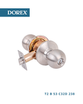 Dorex T2B Series commercial cylindrical knob lockset model T2 B 53 C32D 238 in stainless steel finish, Grade 2 commercial door hardware
