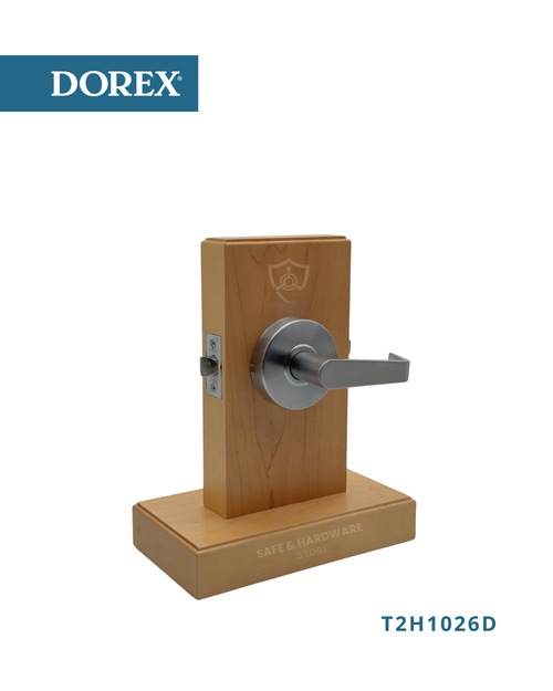 Commercial Cylindrical Door Lock Grade 2. Angled view of DOREX T2H10-26D commercial cylindrical door lock