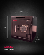 Front view of USCAN B1414-ES B-rate steel safe with electronic keypad lock and drop slot