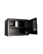 Side view of USCAN D-2736SLC office safe showing steel body and hinges