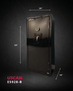 USCAN E5928-B-HG-E-PDO gun safe with specifications and dimensions