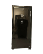 Front view of USCAN E5928 high gloss black gun safe with electronic lock