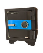 Angled side view showing depth of USCAN FB1413-E fire and burglary safe