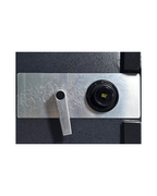 Close-up view of the locking mechanism on the USCAN FB1913-C pre-owned fire burglary safe.