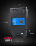 USCAN FB2513-E fire and burglary safe with dimensions and technical specifications