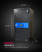 USCAN FB4520-E fire and burglary safe with dimensions and specifications shown