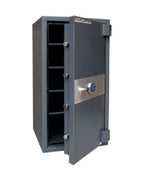 Close-up of SecuRAM electronic lock and handle on USCAN FB4520-E safe