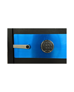 Close-up of SecuRAM electronic lock and handle on USCAN FB4520-E safe