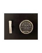 Close-up of electronic keypad lock on USCAN FL 3914-EE commercial depository safe