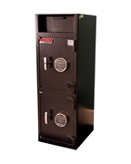 Side view of USCAN FL 3914-EE depository safe showing cabinet depth and steel body construction