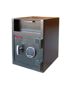 UsCan FL 1913 E commercial depository safe with electronic keypad lock and front drop slot, black steel finish