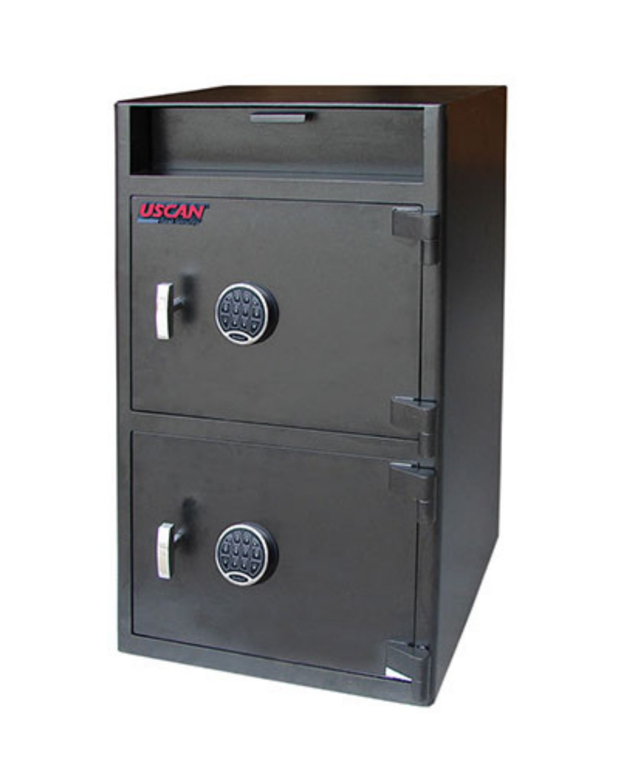UsCan FL 3920-EE commercial depository safe with dual electronic keypad locks and front loading deposit slot