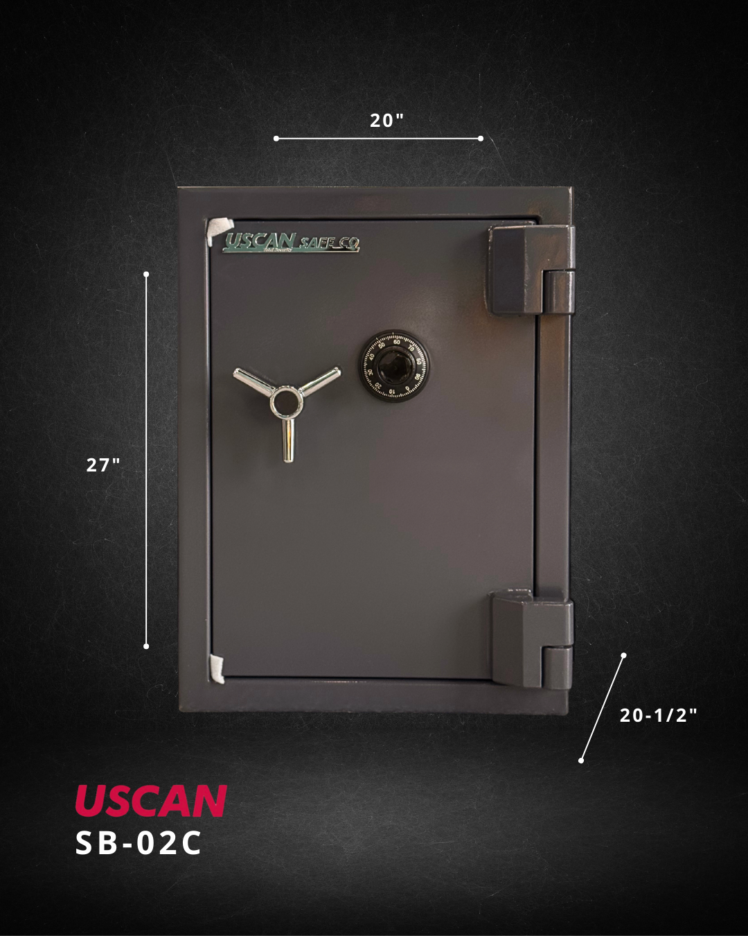 USCAN SB-02C fire and burglary safe with dimensions and technical specifications