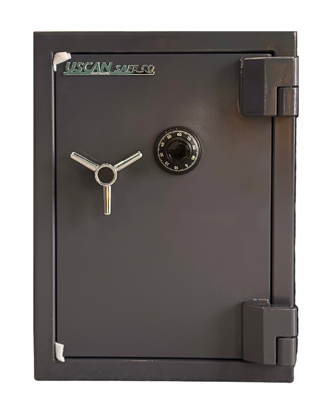 Front view of USCAN SB-02C fire and burglary safe with Lagard mechanical lock