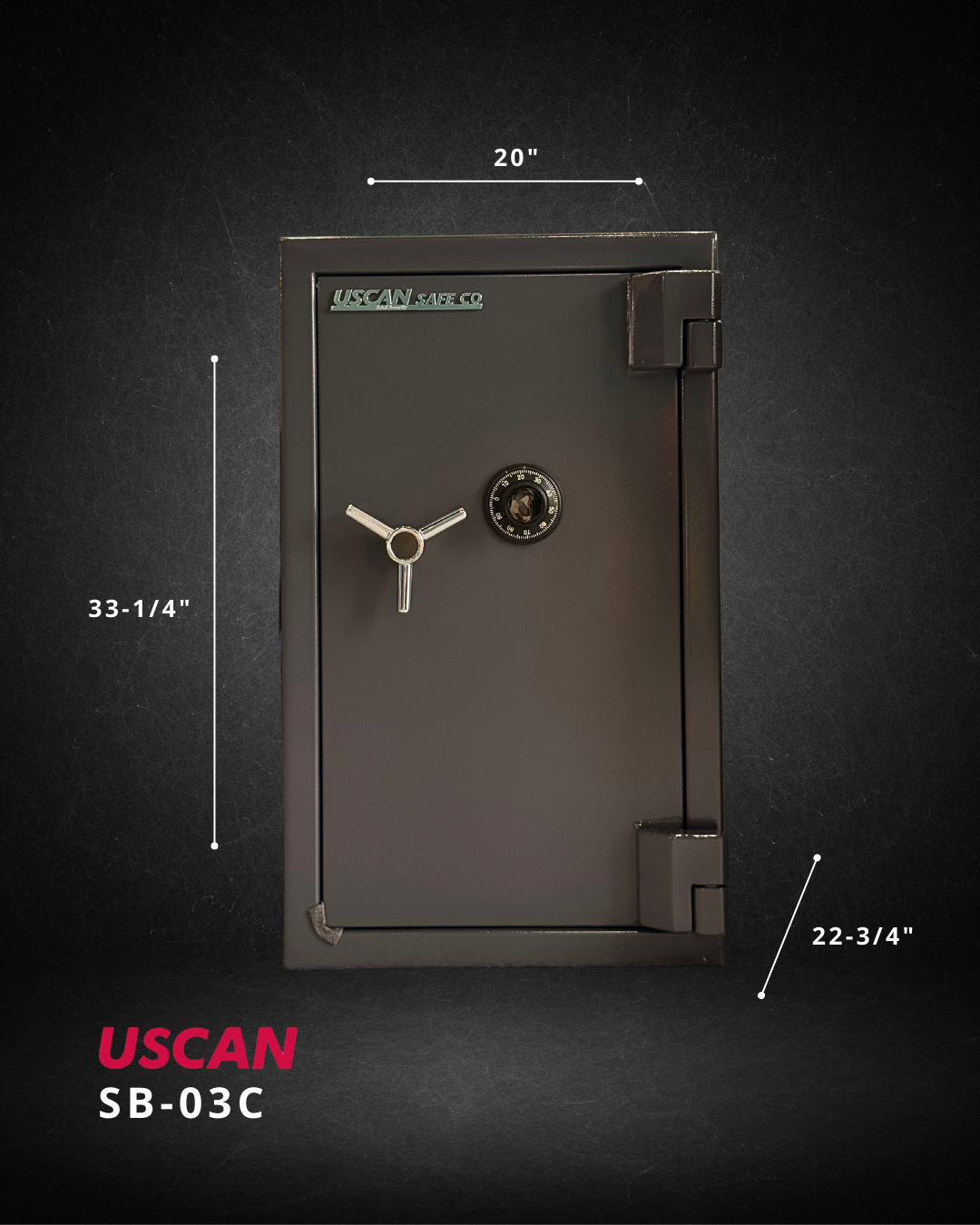 USCAN SB-03C fire and burglary safe with dimensions and technical specifications