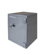 UsCan SB 04 C fire and burglary safe with mechanical combination lock, grey finish, heavy steel construction, UL listed residential security container, front view